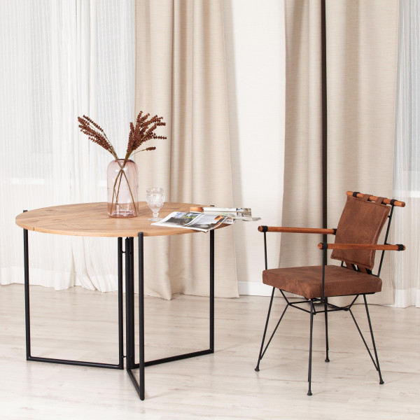 Стол складывающийся YOOP (mod. 1212) ЛДСП+меламин/металл,  100 x 100 x 72 см, сосна/чёрный фото № 6