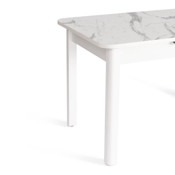 Стол ALIGERY ЛДСП/HPL/металл, 130 х 75+30 х 75 см, Мрамор светлый/белый фото № 8
