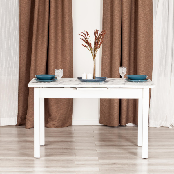 Стол ALIGERY ЛДСП/HPL/металл, 130 х 75+30 х 75 см, Мрамор светлый/белый фото № 13